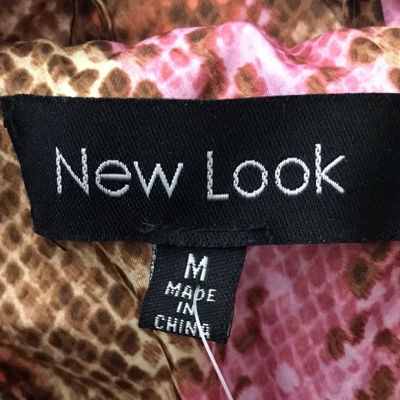 NWT New Look warm soft puffer jacket with hood full zipper snake print zipper M - Picture 12 of 14